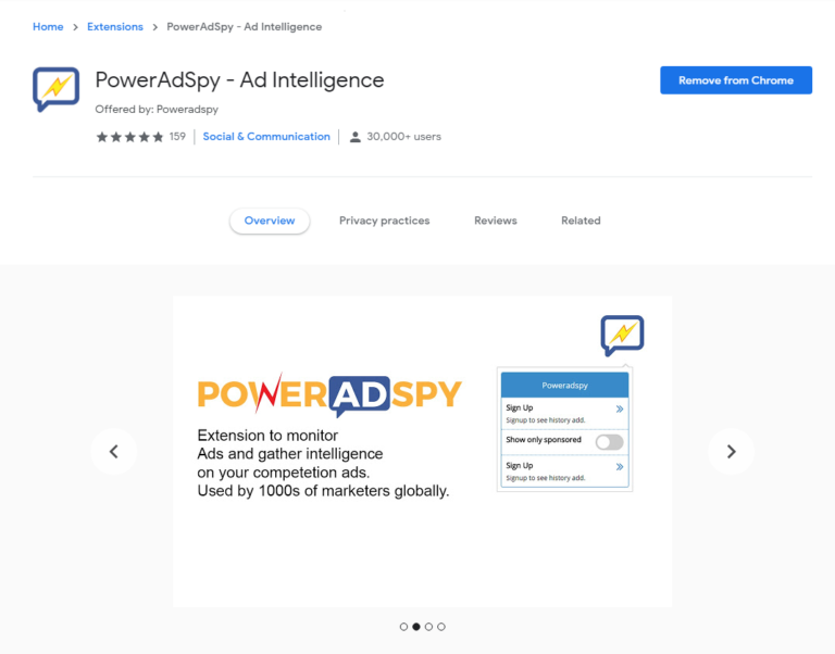 PowerAdSpy Chrome extension