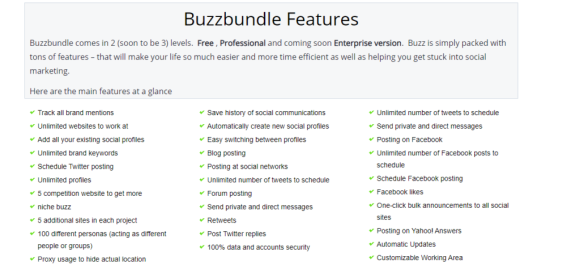 BuzzBundle Features