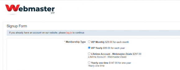 Webmaster VIP Pricing