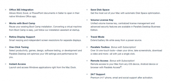 Features of Parallels Desktop for Mac